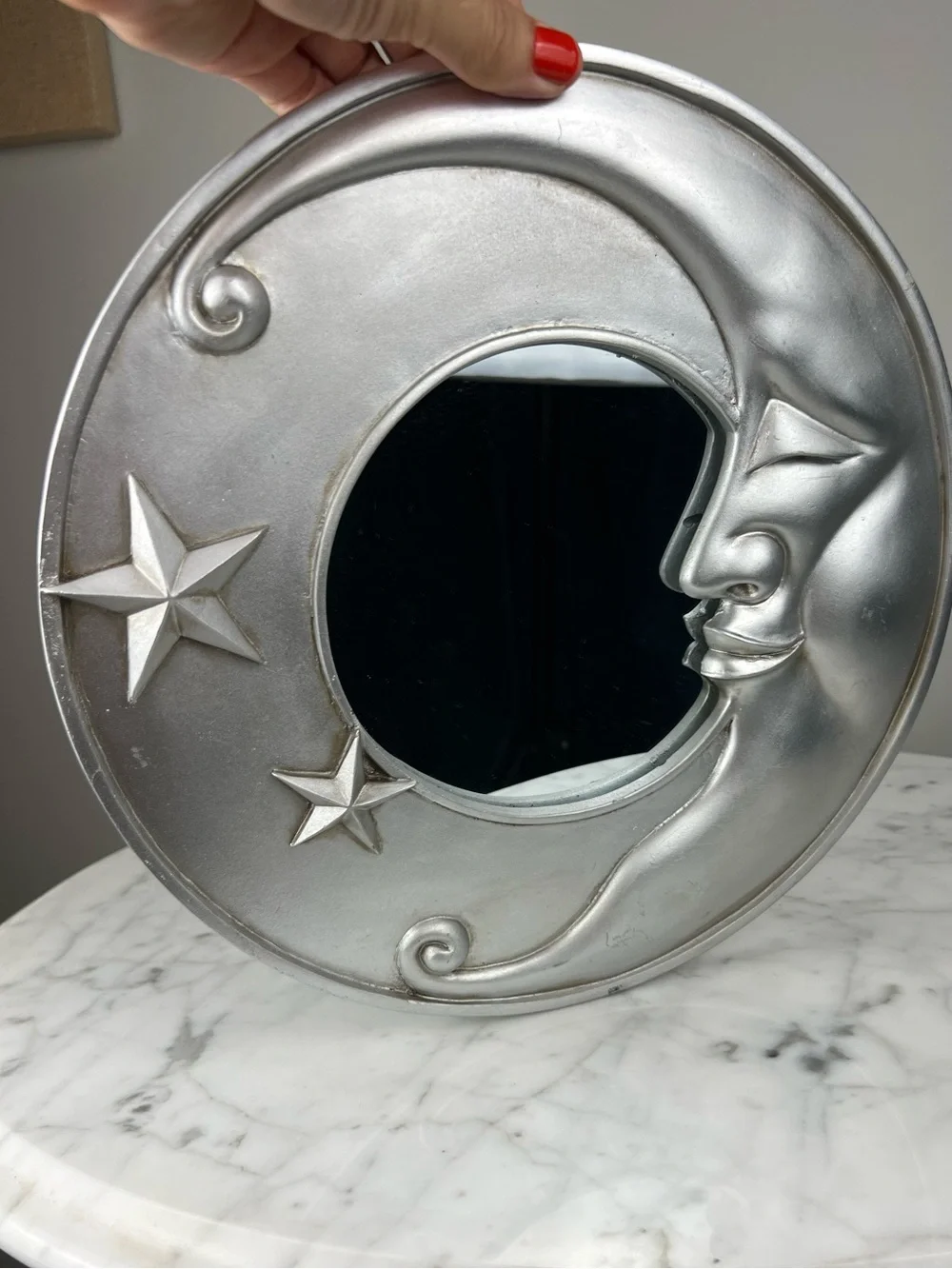 Vintage 90s Celestial Cresent Moon & Stars Round Wall Mirror – Whimsigoth